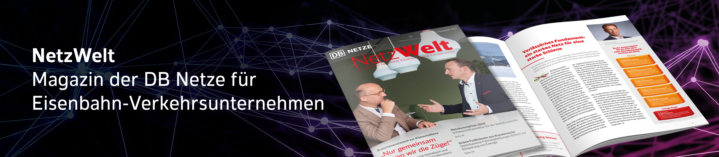 Ausschnitt des Magazins DB Netzwelt für Eisenbahn-Verkehrsunternehmen
