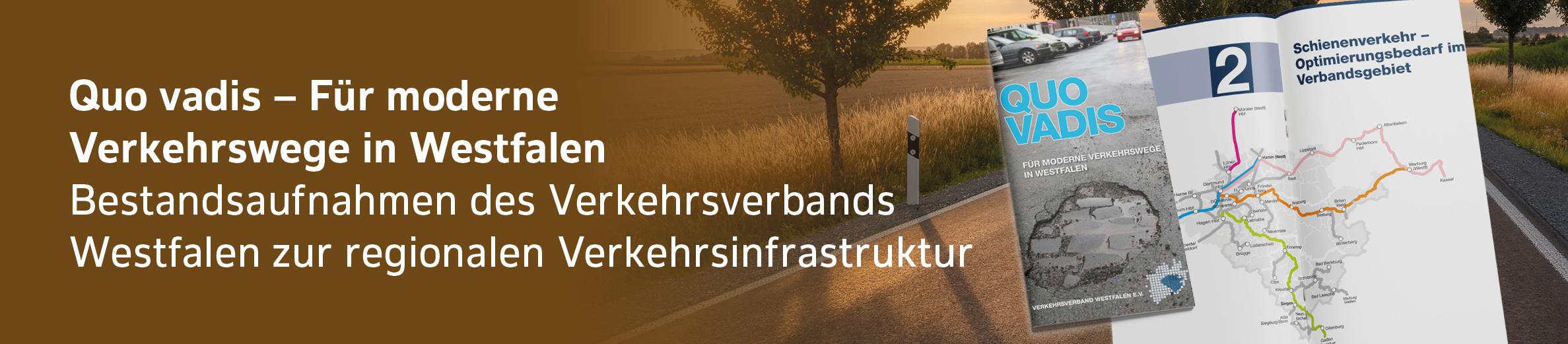 Quo vadis Flyer über moderne Verkehrswege in Westfalen.